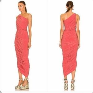 Norma Kamali One-Shoulder Pink Midi Dress